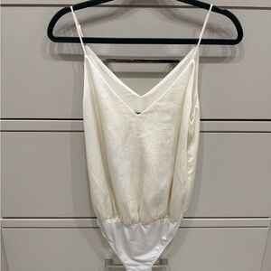 Express Cream Satin Bodysuit